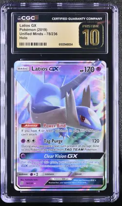 2019 POKEMON SUN & MOON UNIFIED MINDS #78 LATIOS GX CGC 10 PRISTINE - Image 1