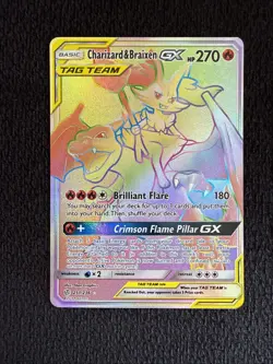 Pokemon Charizard & Braixen GX 251/236 Rainbow Secret Rare — Cosmic Eclipse - Image 1