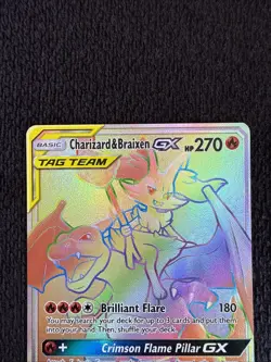 Pokemon Charizard & Braixen GX 251/236 Rainbow Secret Rare — Cosmic Eclipse - Image 2