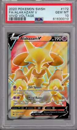 Pokemon Sword & Shield Vivid Voltage Full Art Rare #172 Alakazam PSA 10 - Image 1