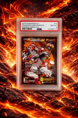 Pokemon TEAM MAGMA'S GROUDON EX #15 FULL ART (2015, XY DOUBLE CRISIS) PSA 8 - Image 1