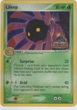2007 Pokemon Power Keepers Lileep [Reverse Holo] #52/108 Stamped Amazin Cond - Image 1