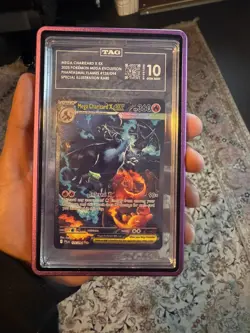 2025 Pokemon Phantasmal Flames 125/094 Mega Charizard X EX SIR TAG 10 - Image 3