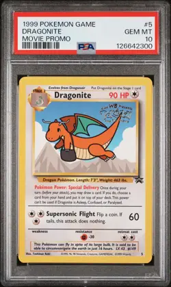 1999 Pokemon Game Movie Promo #5 Dragonite PSA 10 GEM MT Low Pop - Image 1