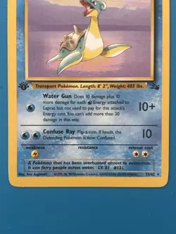 Pokemon Lapras 25/62 Fossil Rare First Edition 80 HP Basic Wizards Ken Sugimori - Image 2