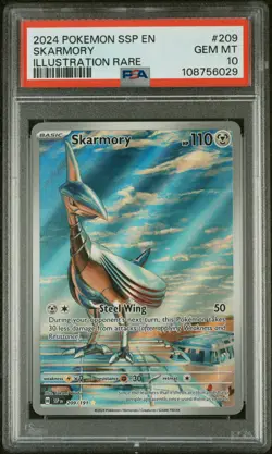 2024 POKEMON SSP EN-SURGING SPARKS ILLUSTRATION RARE #209 SKARMORY PSA 10 - Image 1
