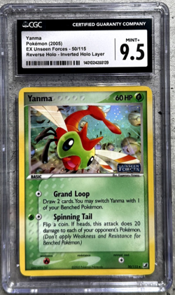 Pokemon Card Yanma Reverse Holo CGC 9.5 Mint+, EX Unseen Forces 50/115, 2005 (1) - Image 1