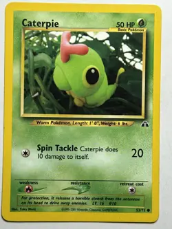Caterpie Neo Discovery 53/75 Yuka Morii MP-LP Pokemon Card - Image 1