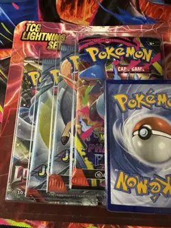 Pokemon TCG Lightning Set 4 Packs + 1 Bonus Card! Brand New/Sealed - Image 1