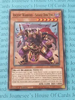 Ancient Warriors - Savage Don Ying DIFO-EN024 Yu-Gi-Oh Card 1st Edition New - Image 1