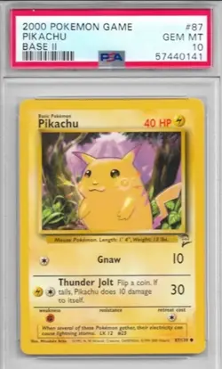 2000 Pokemon Base Set 2 #87 Pikachu PSA 10 GEM MINT - Image 1