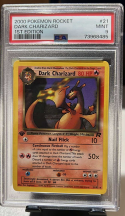 Dark Charizard 21/82 - 1st Edition Team Rocket Non Holo Pokemon TCG WOTC PSA 9 - Image 1