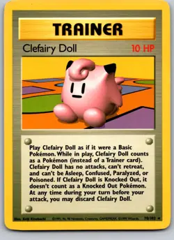 CLEFAIRY DOLL 70/102 BS BASE SET UNLIMITED POKEMON CARD TCG MP 1999 - Image 2