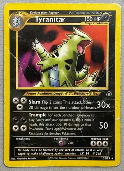 Pokemon Tyranitar #31/75 Non-Holo Rare - 2001 Unlimited Neo Discovery - HP Cond. - Image 1