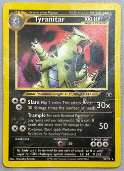 Pokemon Tyranitar #31/75 Non-Holo Rare - 2001 Unlimited Neo Discovery - HP Cond. - Image 3