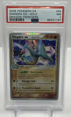 2006 POKEMON EX DRAGON FRONTIERS #94 KINGDRA EX-HOLO PSA NEAR MINT 7 - Image 1