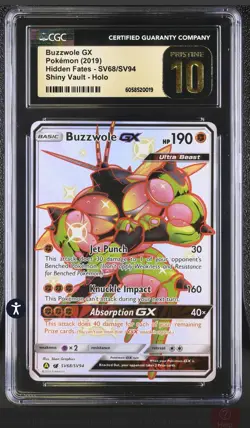 2019 Pokemon SM Hidden Fates Buzzwole GX Pristine Gold Label #SV68/SV94 CGC 10 - Image 1