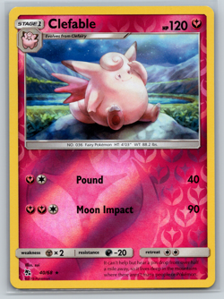 Clefable Pokemon TCG Hidden Fates Reverse Holo Rare 40/68 - Image 1