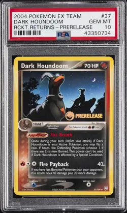 2004 POKEMON EX TEAM ROCKET RETURNS PRERELEASE #37 DARK HOUNDOOM PSA 10 - Image 1