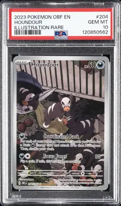 2023 POKEMON OBF EN-OBSIDIAN FLAMES ILLUSTRATION RARE #204 HOUNDOUR PSA 10 - Image 1