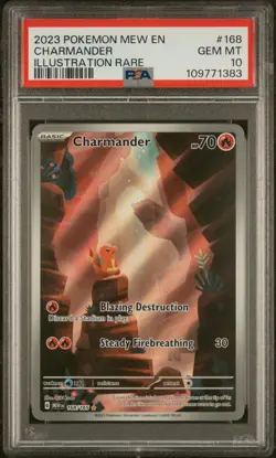 2023 POKEMON MEW EN-151 ILLUSTRATION RARE #168 CHARMANDER PSA 10 - Image 1