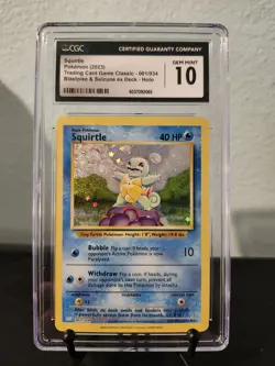Pokemon TCG Squirtle 001/034 CLB Classic Collection Blastoise Holo Gem Mint 10 - Image 1