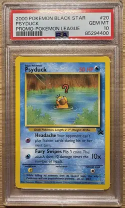 2000 POKEMON PROMO BLACK STAR POKEMON LEAGUE #20 PSYDUCK - PSA 10 - Image 1