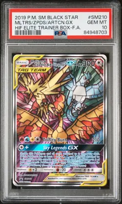 2019 POKEMON SM BLACK STAR PROMO SM210 FA/MOLTRES & ZAPDOS & ARTICUNO GX PSA 10 - Image 1