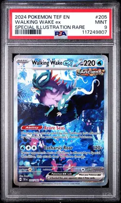 PSA 9 Mint Pokemon Temporal Forces Walking Wake Ex 205 Special Illustration Rare - Image 1