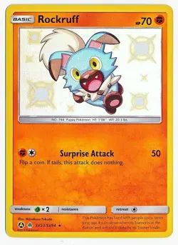 Pokemon Card : Shiny ROCKRUFF SV23/SV94 Hidden Fates Shiny Vault Holo NM - Image 1