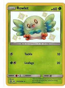 Pokemon Card : Shiny ROWLET SV2/SV94 Hidden Fates Shiny Vault Holo NM - Image 1