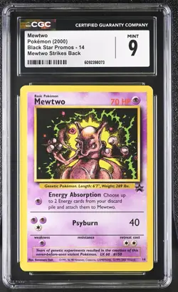 CGC 9 MINT Mewtwo 2000 Black Star Promos 14 Mewtwo Strikes Back Pokemon Card - Image 1