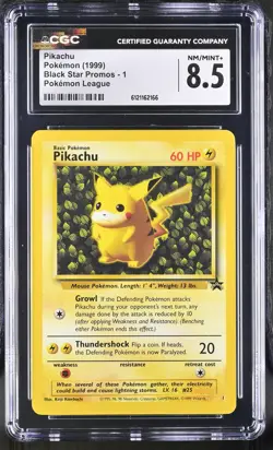 CGC 8.5 Ivy Pikachu 1999 Black Star Promos 1 Pokemon League Pokemon Card - Image 1