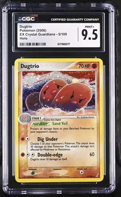 CGC 9.5 MINT+ Dugtrio 2006 EX Crystal Guardians 5/100 Holo Pokemon Card - Image 1