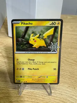 Pokemon TCG Pikachu 25/165 Snowflake Stamp Promo 2025 Holiday Advent Calendar NM - Image 1