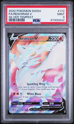 2022 POKEMON SWORD & SHIELD SILVER TEMPEST #172 FULL ART/RESHIRAM V PSA 9 - Image 1