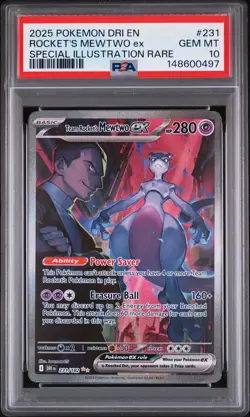 2025 POKEMON DRI EN-DESTINED RIVALS #231 TEAM ROCKET'S MEWTWO EX PSA 10 - Image 1