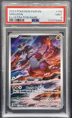 2023 Pokemon Paradox Rift PAR En Groudon Illustration Rare #199 PSA 9 Mint - Image 1