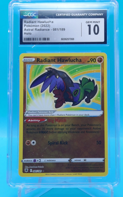 RADIANT HAWLUCHA 2022 Pokemon Astral Radiance Holo 081/189 - CGC GEM MINT 10 - Image 1