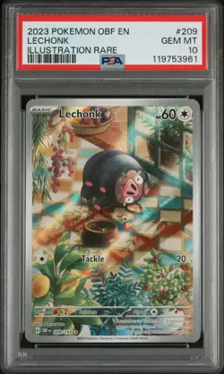 2023 POKEMON OBF EN-OBSIDIAN FLAMES ILLUSTRATION RARE #209 LECHONK PSA 10 - Image 1