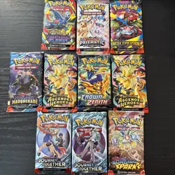 Pokemon TCG Pack Lot Of 10 Packs Mixed Crown Zenith, Ascended, Prismatic + More! - Image 1