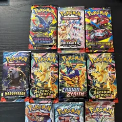 Pokemon TCG Pack Lot Of 10 Packs Mixed Crown Zenith, Ascended, Prismatic + More! - Image 2