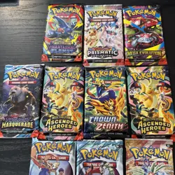 Pokemon TCG Pack Lot Of 10 Packs Mixed Crown Zenith, Ascended, Prismatic + More! - Image 5