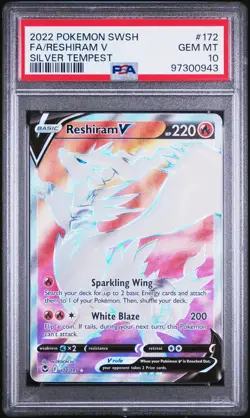 2022 POKEMON SWORD & SHIELD SILVER TEMPEST #172 FULL ART/RESHIRAM V PSA 10 - Image 1