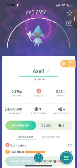 Pokemon Go Legendary Azelf ( Normal ) ( Reduced) - Image 1