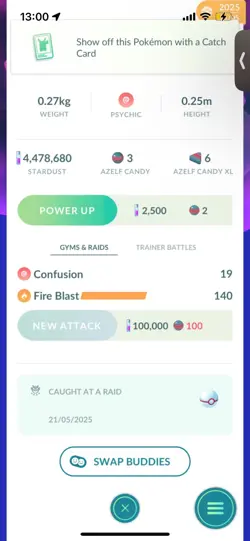 Pokemon Go Legendary Azelf ( Normal ) ( Reduced) - Image 2