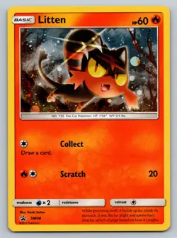 Pokemon TCG Litten SM08 Promo SM Black Star Promos MP Holo - Image 1