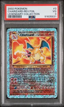 2002 Pokemon Legendary Collection #3 Charizard Reverse Foil PSA 3 EX - Image 1