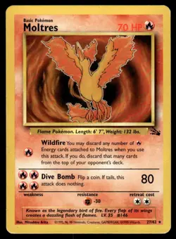 Moltres #27 - Rare - Pokemon Fossil - LP - Image 1
