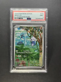 2024 POKEMON SCR EN-STELLAR CROWN ILLUSTRATION RARE #153 MEDITITE PSA 9 - Image 1
